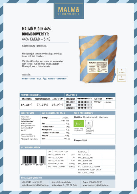 Malmö Mjölk 45%- couvertyr